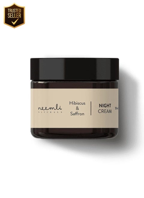 Hibiscus and Saffron Night Cream | Moisture Retention and Anti Aging | 50 ml