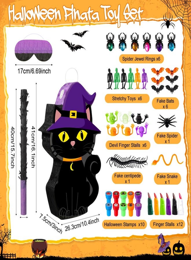 سيفانير مجموعة ألعاب الهالوين من سيفانر، 52 قطعة، تتضمن بينياتا قطة سوداء، بينياتا قطة مخيفة مع عصا وعصابة للعينين، بالإضافة إلى مجموعة ألعاب هالوين مرعبة بكميات كبيرة، مثالية لحفلات أعياد الميلاد ذات الطابع المرعب، وألعاب وأنشطة وديكورات الحفلات. - Image 2
