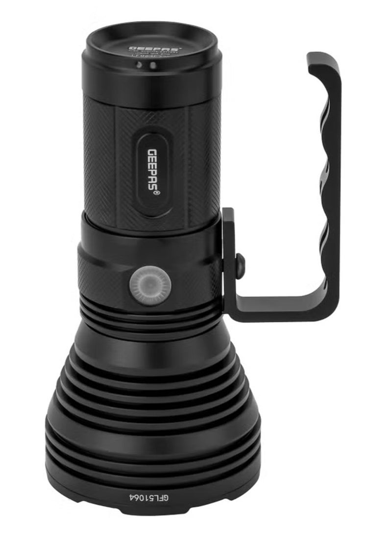 GEEPAS VIP Series GFL51064 Professional Rechargeable LED Flashlight 50W, 6000-7000K, 5000 LM, Perfect for Indoor and Outdoor Use, 15000mHA High Capacity Lithium Battery,15 Hours Continuous Working/ with Aircraft Aluminum Housing, Waterproof IPX5 - Image 5