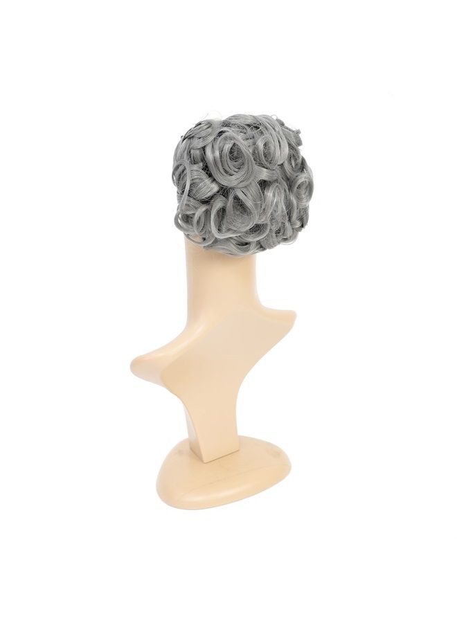SWACC Short Messy Curly Dish Hair Bun Extension Easy Stretch hair Combs Clip in Ponytail Extension Scrunchie Chignon Tray Ponytail Hairpieces (Grey) - Image 5