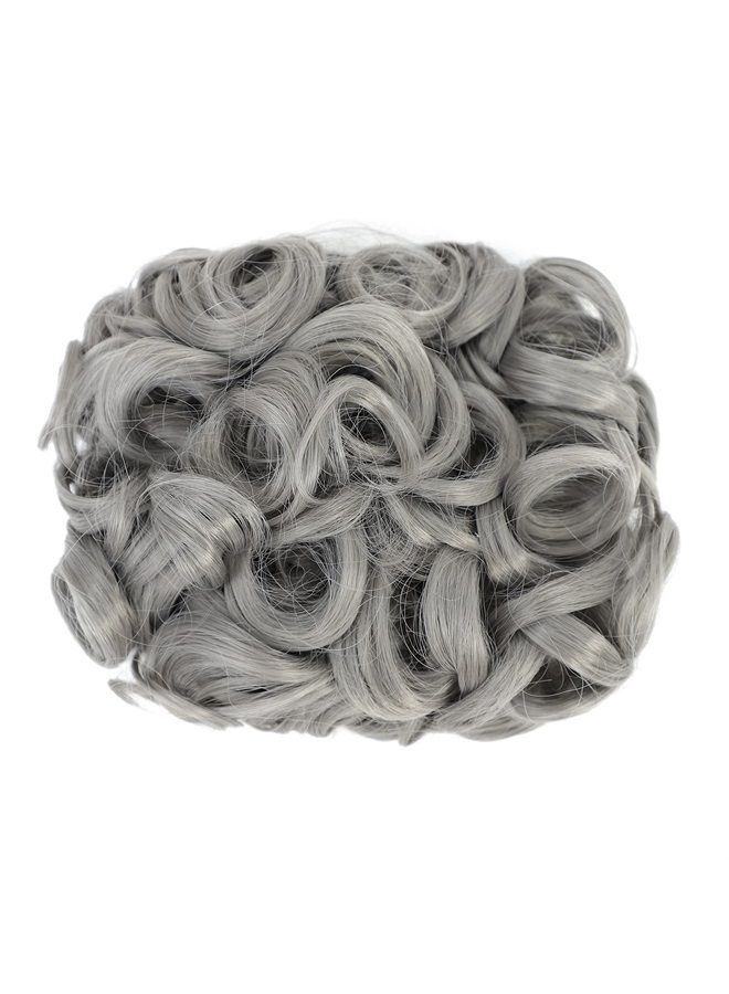 SWACC Short Messy Curly Dish Hair Bun Extension Easy Stretch hair Combs Clip in Ponytail Extension Scrunchie Chignon Tray Ponytail Hairpieces (Grey) - Image 2