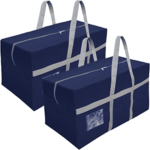 SNDIA 2 Pack Extra Large 128 L Nylon Moisture Proof Multipurpose Heavy Duty Toys Storage Bag/Stationery/Blankets/Clothes Storage Bag With Strong Reinforced Handles Rectangular (Blue,80x40x40 cm) - Image 1