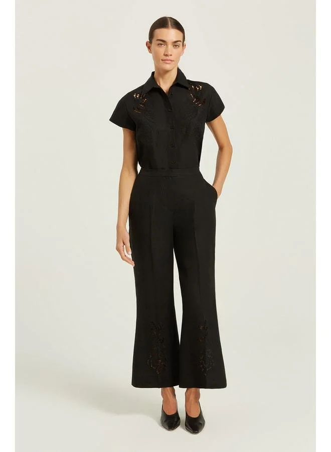 Mısırlı 1951 Black Fisto-Detail Women's Trousers.