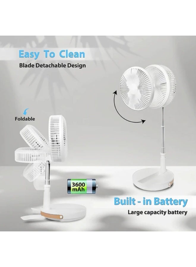 كروني مروحة طاولة صغيرة تلسكوبية من كروني Ky-19107، مروحة صامتة محمولة مع بطارية 3600 مللي أمبير/ساعة، عمر بطارية طويل، 3 إعدادات سرعة، وارتفاع قابل للتعديل من 37 إلى 91 سم لسطح المكتب والتبريد الشخصي - Image 4