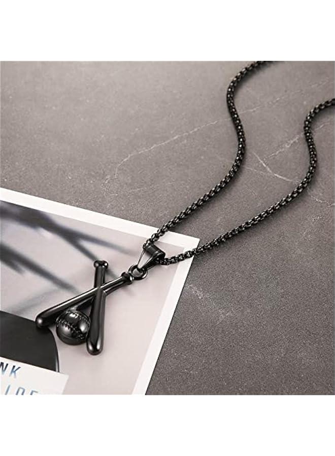 Arabest Baseball and Baseball Bat Cross Sports Stainless Steel Pendant Necklace 22+2'' Chain - Image 3