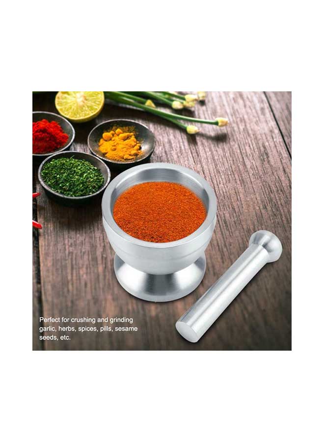 Aknur Spice Grinder Pill Crusher Mortar And Pestle Silver 15centimeter - Image 2