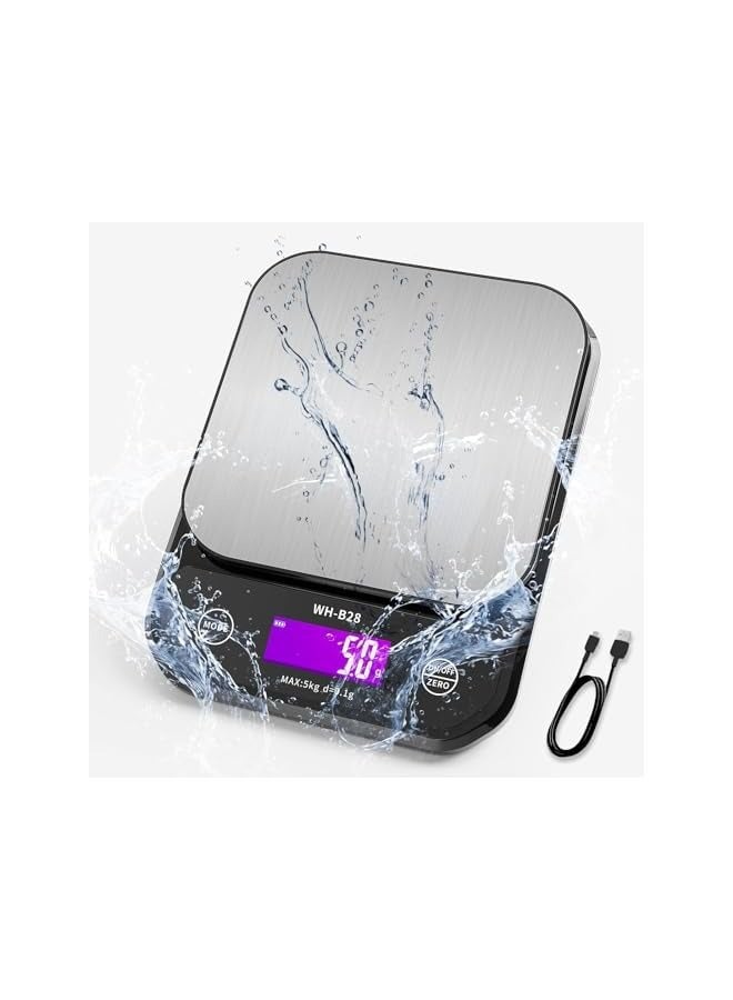 PROMASS IPX7 Waterproof Food Digital Scale, 11lb/0.01oz High Precision,USB Rechargeable Food Kitchen Scale, Suitable for Cooking, Baking, Weight Loss - Image 1