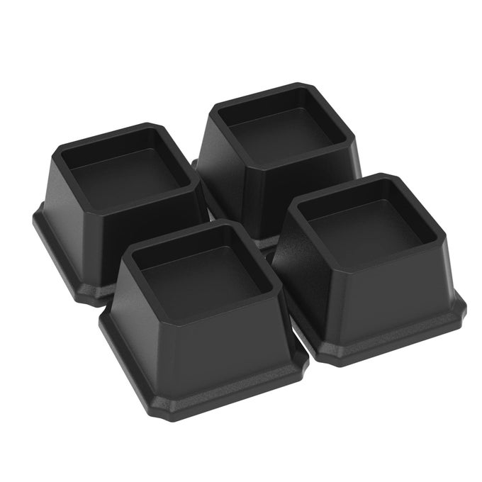 BED RISERS 2 INCH HEAVY DUTY BED FURNITURE ELEVATORS 1500 LBS LIFTS UP RISER FOR SOFA AND TABLE SET OF 4 BLACK