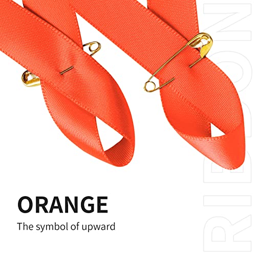 SIMISI RIBBON 200 Pieces Orange Satin Awareness Ribbons with Safety Pins 1.4 x 3 inch - Image 4
