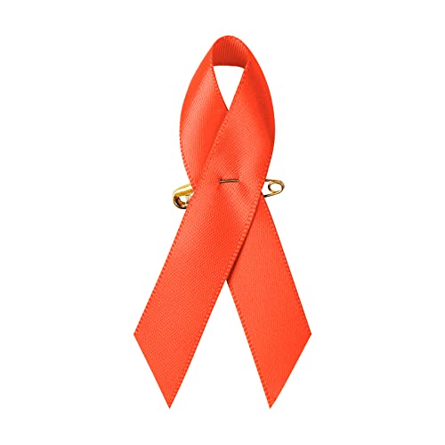 SIMISI RIBBON 200 Pieces Orange Satin Awareness Ribbons with Safety Pins 1.4 x 3 inch - Image 5