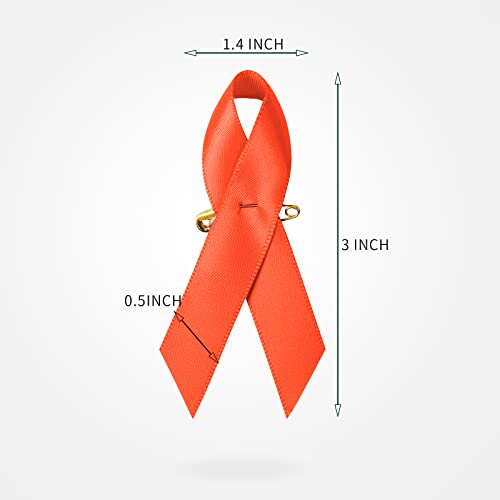 SIMISI RIBBON 200 Pieces Orange Satin Awareness Ribbons with Safety Pins 1.4 x 3 inch - Image 3