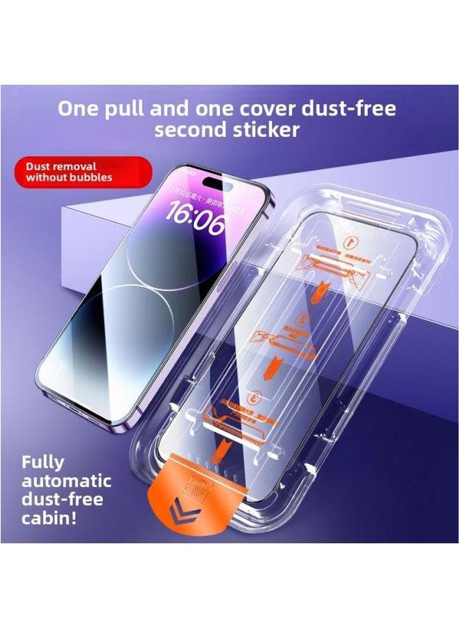 Applicable To For Iphone 15 Anti-peep Tempered Film Iphone14promax/13/12plus HD Xr/11 Dust-free Warehouse X-Colour:2 Sets Of Eye Protection Purple Light [dust-free Second Patch Box] One Pull Automatically Remove Dust-Size:For 13 Pro Max  - Image 5