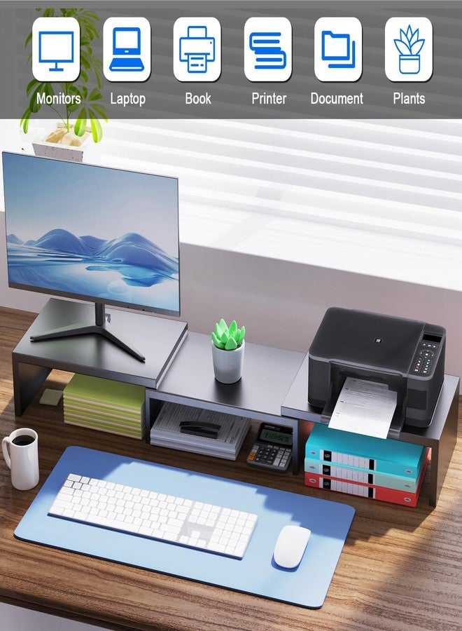 OUTIOE Dual Monitor Stand for Desk, Metal Computer Stand, Desk Shelf Riser,Desktop Organizer for Home and Office Use (Black) - Image 3