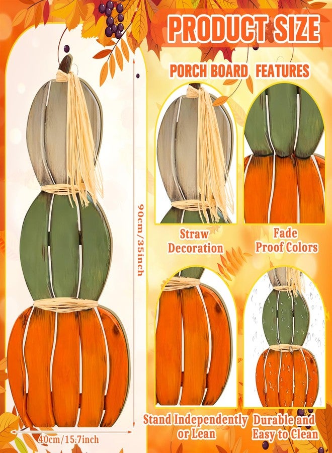 Colingmill 35 Inch Wood Porch Standings Pumpkin Decor Thanksgiving Wooden Pumpkin Porch Sign Farmhouse Vertical Pumpkin Decoration for Porch, Front Door, Garden, Patio - Image 3