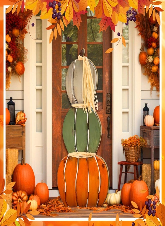 Colingmill 35 Inch Wood Porch Standings Pumpkin Decor Thanksgiving Wooden Pumpkin Porch Sign Farmhouse Vertical Pumpkin Decoration for Porch, Front Door, Garden, Patio - Image 4