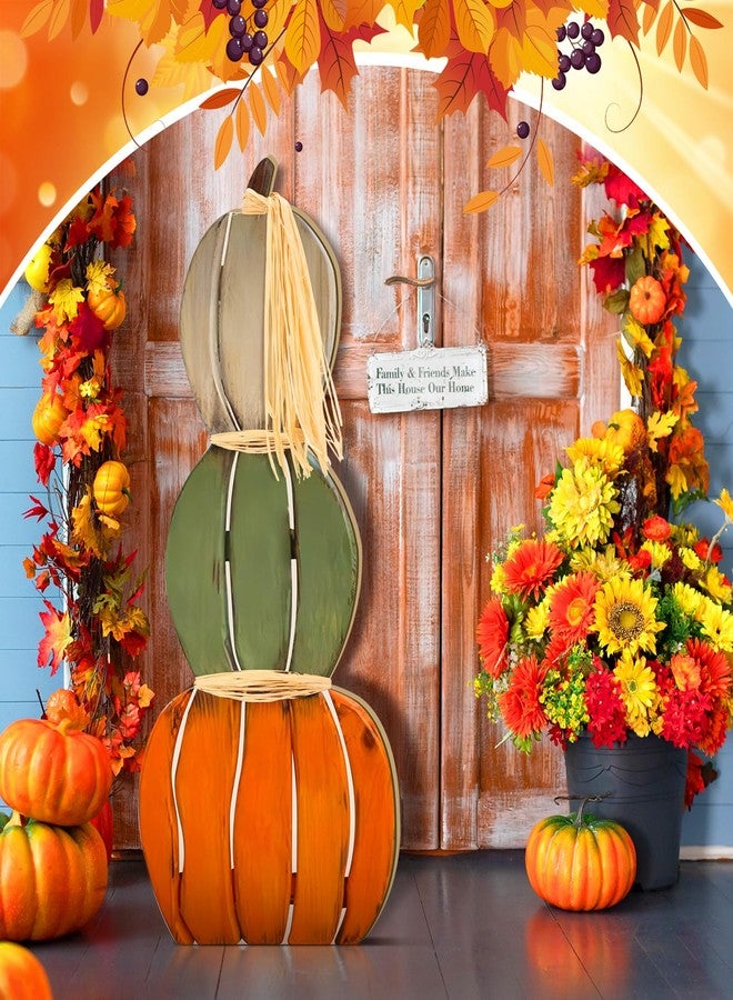 Colingmill 35 Inch Wood Porch Standings Pumpkin Decor Thanksgiving Wooden Pumpkin Porch Sign Farmhouse Vertical Pumpkin Decoration for Porch, Front Door, Garden, Patio - Image 5