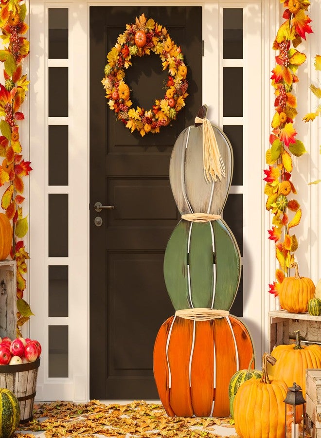 Colingmill 35 Inch Wood Porch Standings Pumpkin Decor Thanksgiving Wooden Pumpkin Porch Sign Farmhouse Vertical Pumpkin Decoration for Porch, Front Door, Garden, Patio - Image 1