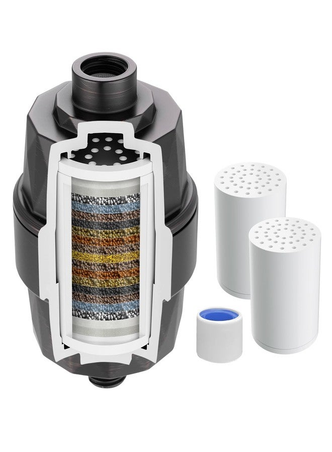 Hibbent Shower Filter for Hard Water, High Output Shower Head Filter to Remove Chlorine and Fluoride, 20 Stage Showerhead Filter, Shower Filter with 2 Replaceable Filter Cartridges, Oil-Rubbed Bronze - Image 1