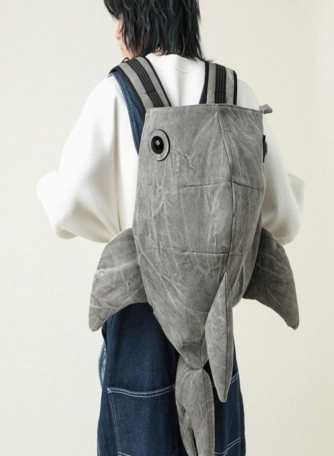 BlingKicks Large Capacity Whale Shark Backpack Cute Street Fashion Bag for Adults Ita bag, Light Grey, One Size, Cool - Image 3