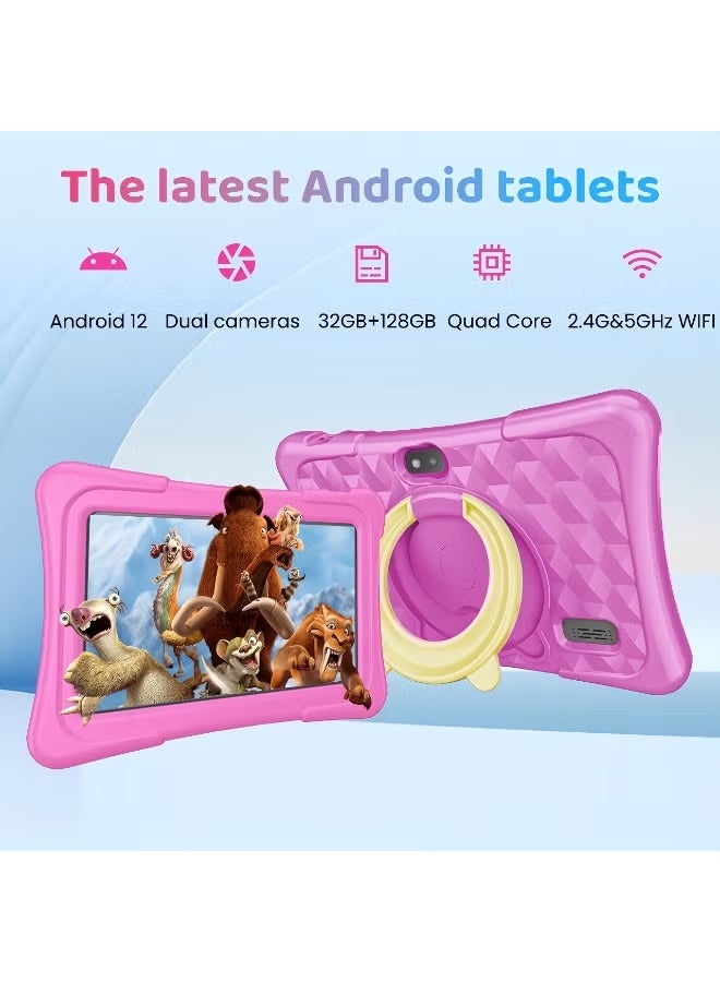 7 inch Android Tablet for Kids , Quad-Core Toddler Tablets with Shockproof Case, Kids Tablets 32GB+128GB with Parental Control, Educational Toddler Tablet with WiFi 5,Games, Dual Camera, Learning WiFi 5, Bluetooth, Camera,for Toddlers u0026 Children 2-12 Years.(Pink) - Image 4
