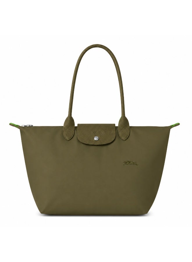 Longchamp 70th Anniversary Eco Color Le Pliage Medium Foldable Tote Bag, Khaki Olive Green - Image 1