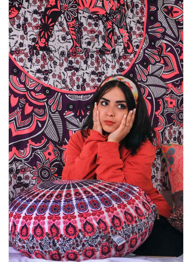 هندي منداله مفرش حائط مطبوع بتصميم ماندالا بوهيمي – ديكور فني هيبي ملون – بوليستر خفيف الوزن  – لتزيين غرفة النوم أو المعيشة أو السكن الجامعي - Image 2