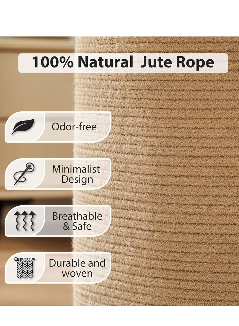 راكسوم سلة غسيل، سلة غسيل للأطفال بطول 58 لترًا مصنوعة من الحبال المنسوجة مع مقابض، سلة غسيل قابلة للطي لتخزين البطانيات والملابس والألعاب وسلة تخزين مزخرفة (أ) - Image 4