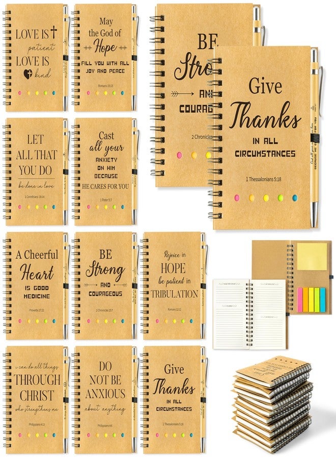 ANGOLIO Christian Gift Set 60Pcs Easter Spring Bulk Sunday School Bible Ballpoint Pens Spiral Religious Notebooks with Sticky Notepads Easter Birthday Gifts for Kid Boy Girl Pastor Teachers Students - Image 1