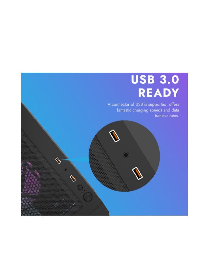 حافظة كمبيوتر الألعاب Darkflash DK350 مع 4 مراوح ARGB مثبتة مسبقًا، لوحة من الزجاج المقسى، USB3.0، لوحة أمامية على شكل سداسي، تتضمن مرشح غبار، حقيبة كمبيوتر ATX M-ATX Mini ITX - Image 5