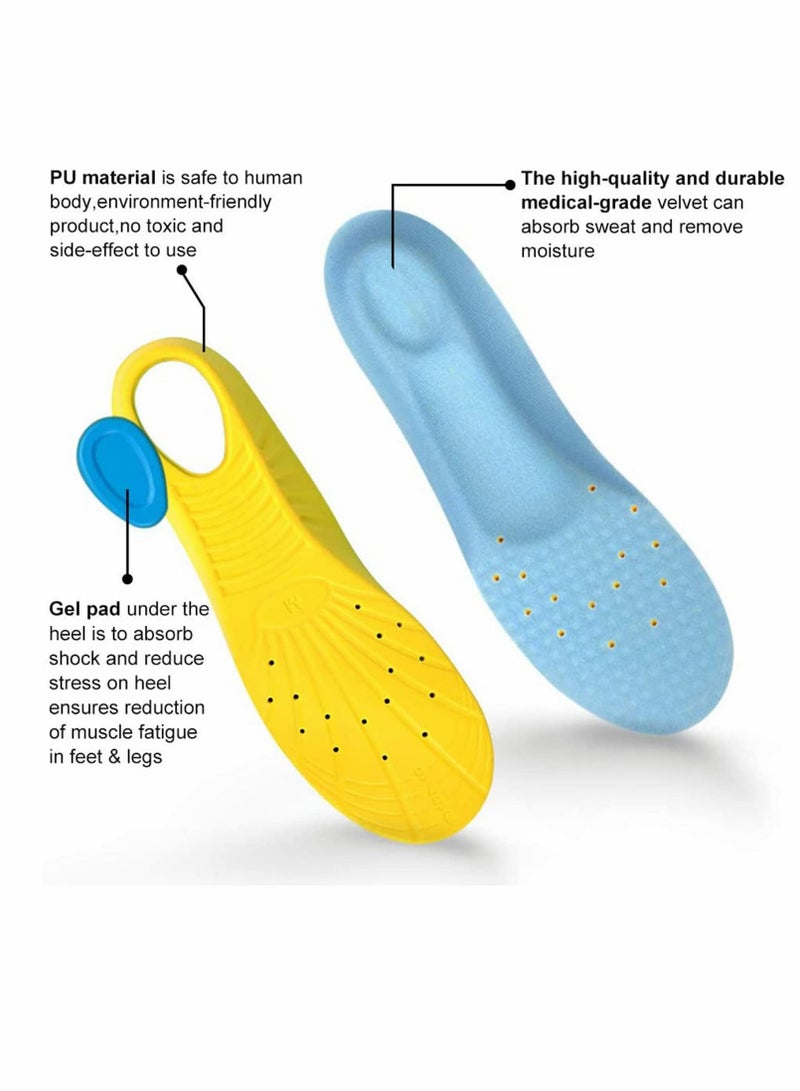 Memory Foam Insoles, PU Orthotic Sport Insoles, Comfortable Breathable, Shock Absorption and Relieve Foot Pain, Plantar Fasciitis Arch Support Insoles (Kids 34-38/ Women 35.5-36.5) - Image 4