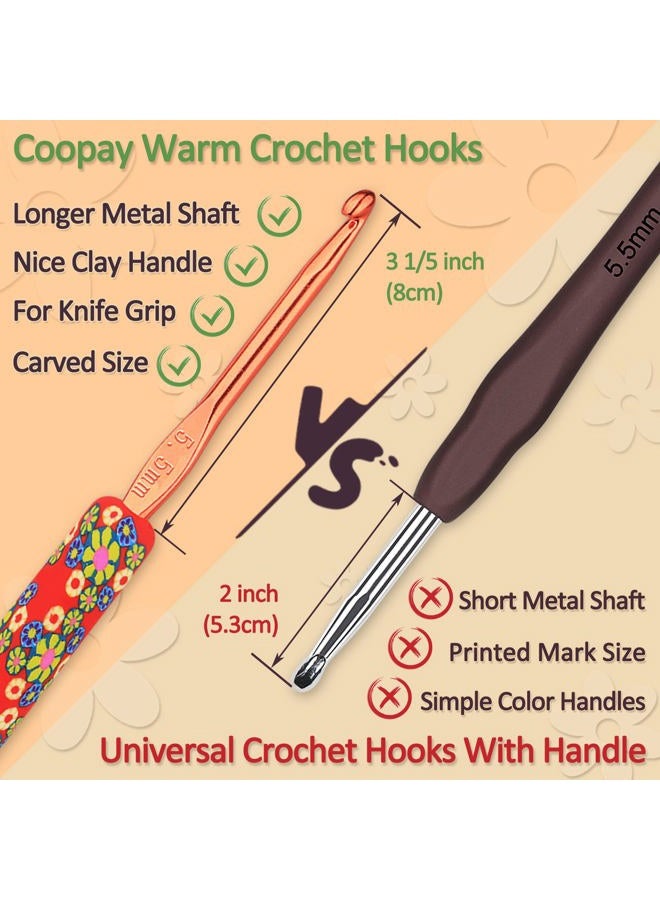 Coopay 9 Pack Metal Hooks Multicolor Soft Handles with Floral Handles for Arthritic Hands for Beginners, Adults, Experts and Kids, Gift Set 2.0-6mm - Image 3