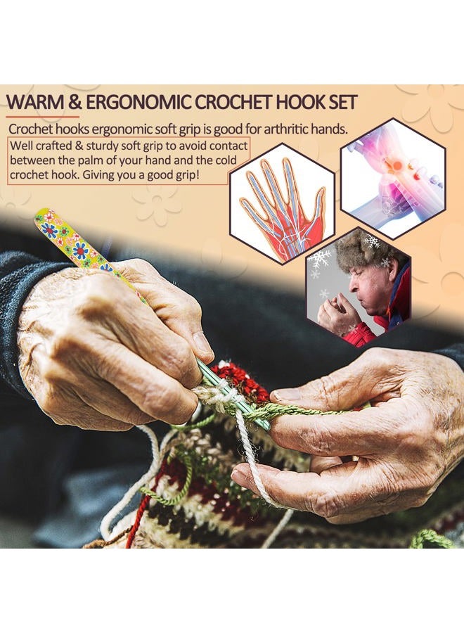 Coopay 9 Pack Metal Hooks Multicolor Soft Handles with Floral Handles for Arthritic Hands for Beginners, Adults, Experts and Kids, Gift Set 2.0-6mm - Image 2