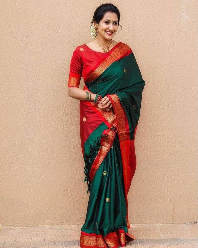 NK Textiles Women's Peacock Butta Woven Paithani Cotton Silk Saree with Tassels (30 COLORS) - Image 4