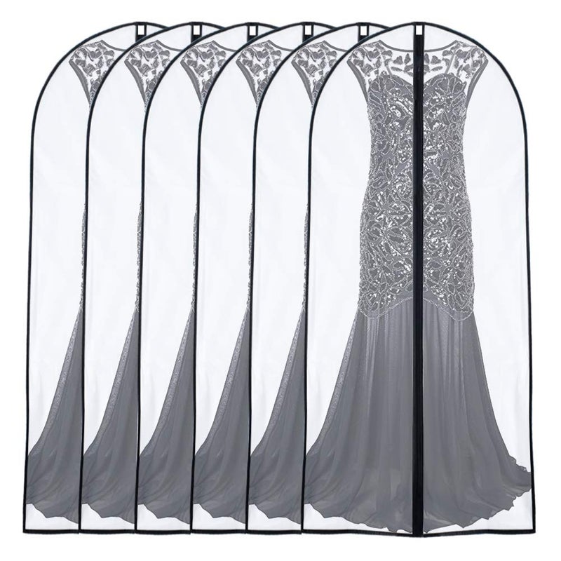 Garment Bags for Hanging Clothes 24 x 60 Set of 6 Coat Covers for Closet Foldable Washable Dress Bags for Hanging Clothes for Long Dress Dance Costumes Suits Gowns Coats
