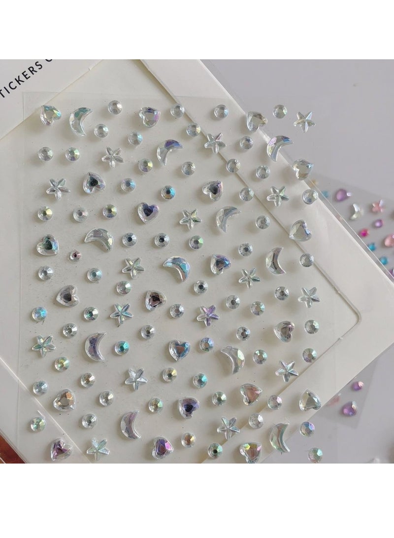 Generic 4-Sheet Face Gems Self Adhesive Face Rhinestones for Makeup Festival Face Jewels, Stick On Pearls Hair Gems, Pearl Rhinestones Stickers for Face, Hair, Eye, Makeup, Nail  - Image 5