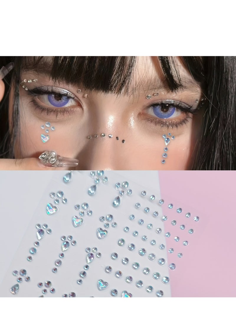 Generic 4-Sheet Face Gems Self Adhesive Face Rhinestones for Makeup Festival Face Jewels, Stick On Pearls Hair Gems, Pearl Rhinestones Stickers for Face, Hair, Eye, Makeup, Nail  - Image 2