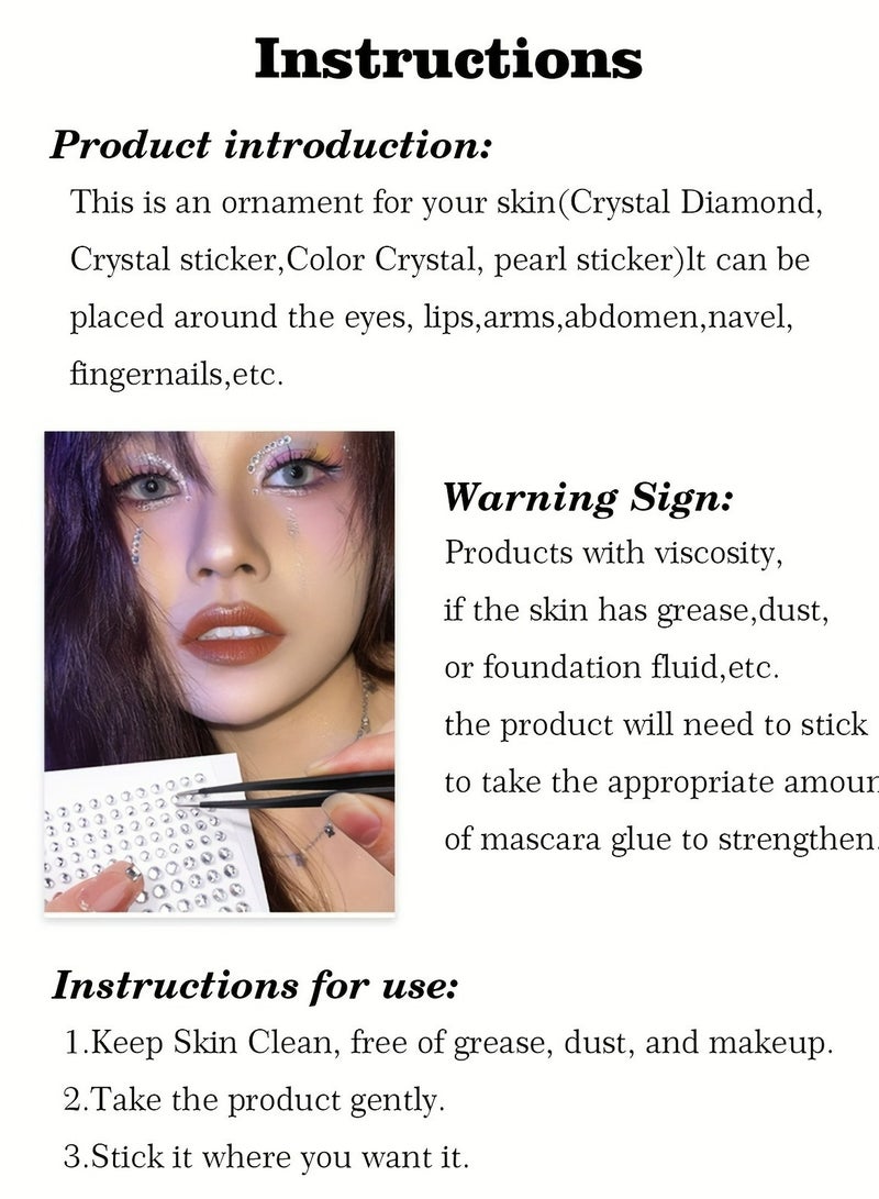 Generic 4-Sheet Face Gems Self Adhesive Face Rhinestones for Makeup Festival Face Jewels, Stick On Pearls Hair Gems, Pearl Rhinestones Stickers for Face, Hair, Eye, Makeup, Nail  - Image 4