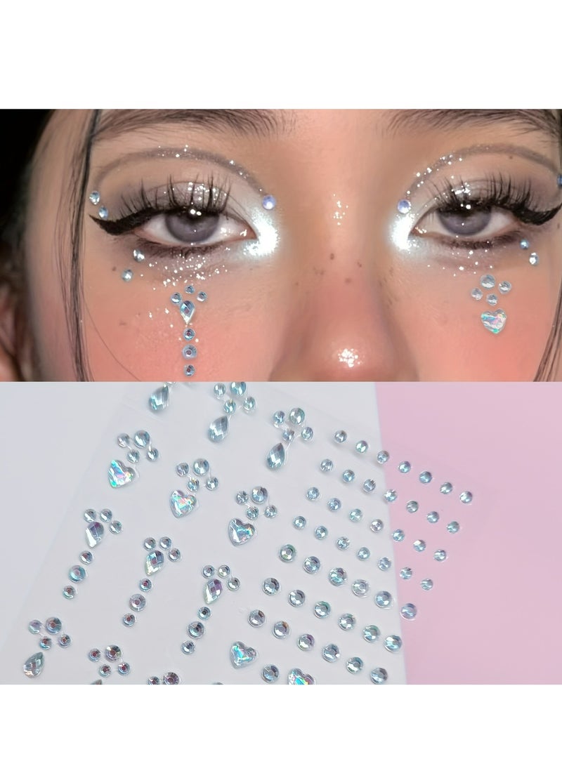 Generic 4-Sheet Face Gems Self Adhesive Face Rhinestones for Makeup Festival Face Jewels, Stick On Pearls Hair Gems, Pearl Rhinestones Stickers for Face, Hair, Eye, Makeup, Nail  - Image 3