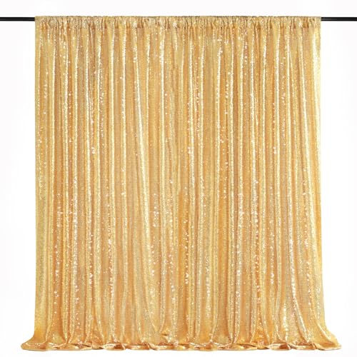 QueenDream 7ft x 7ft Gold Sequin Backdrop Curtain Glitter Photo Booth Backdrop for Wedding Birthday Baby Shower Event Decorations - Image 1