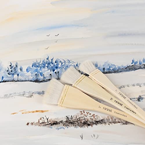 Creative Mark Artist Hake Brush for Watercolor - 3 Piece Art Set - Acrylic Paintbrush Painting Kit with Soft White Hair - Great for Ceramic, Washes, Background Work, Applying Varnishes - Image 3