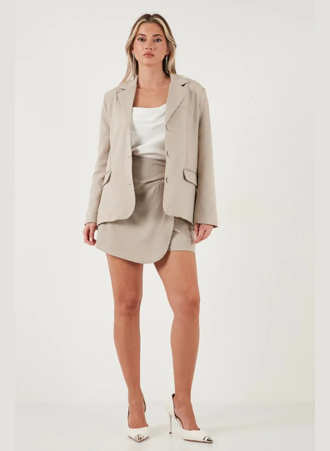 Lela Lela Stoned Regular Fit Brooch Detailed Jacket-Shorts Skirt Suit Women's SET 6839618