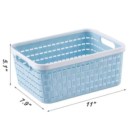 ANNIYA Plastic Storage Bin Baskets Toilet Paper Basket for Bathroom Plastic Organizer Shower Caddy with Handles for Living Room Medium Pink 2 Pack - Image 3