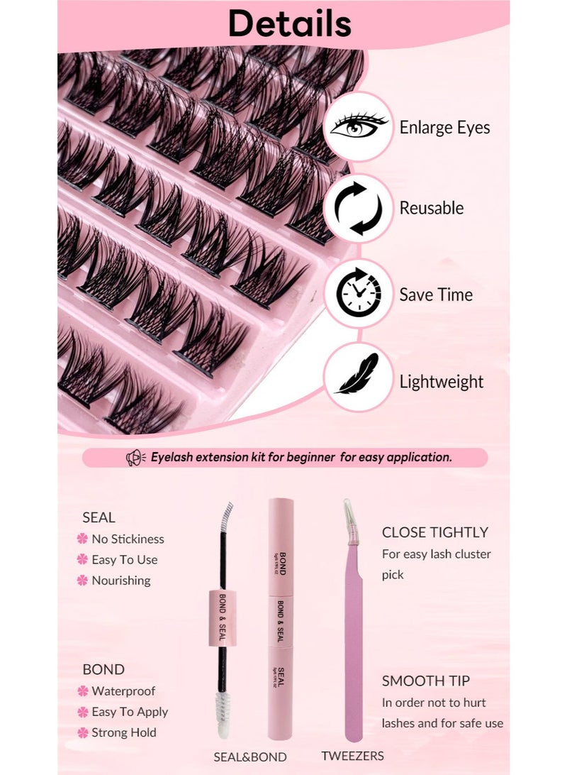 120-Cluster False Eyelashes, Eyelash Adhesive, and Tweezer Set for Easy DIY Eyelash Extensions (8-16mm) - Image 5