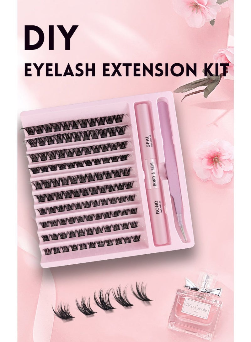 120-Cluster False Eyelashes, Eyelash Adhesive, and Tweezer Set for Easy DIY Eyelash Extensions (8-16mm) - Image 3