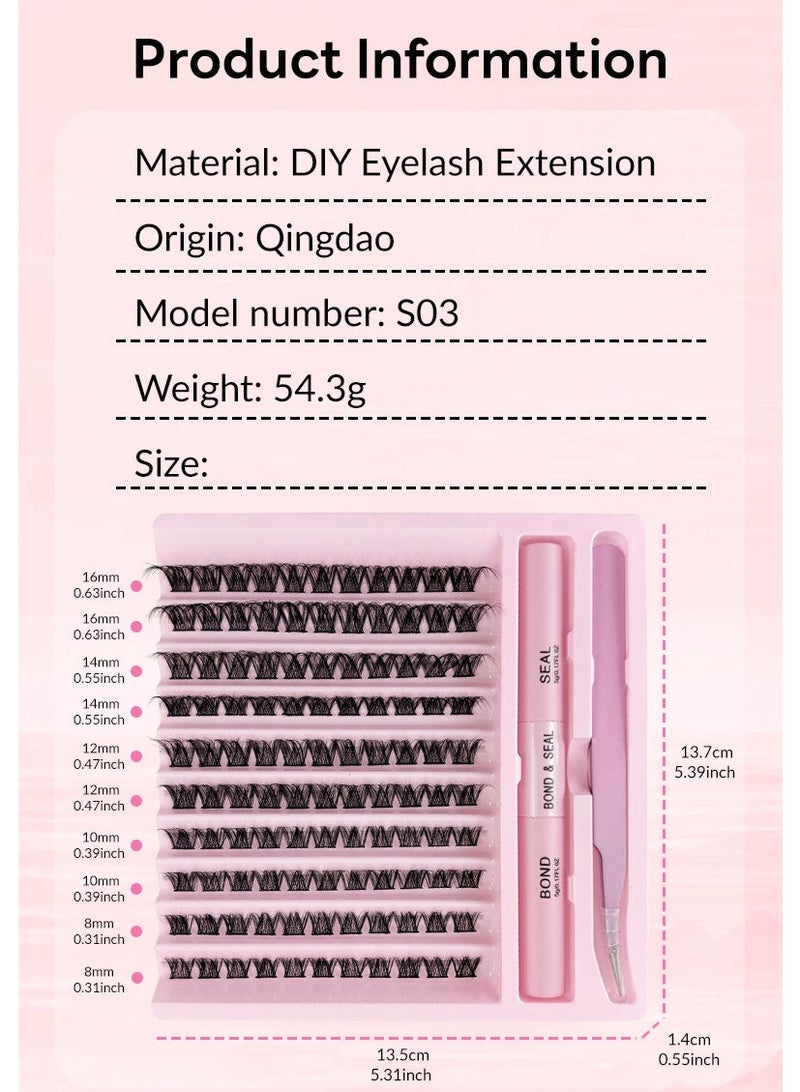 120-Cluster False Eyelashes, Eyelash Adhesive, and Tweezer Set for Easy DIY Eyelash Extensions (8-16mm) - Image 4