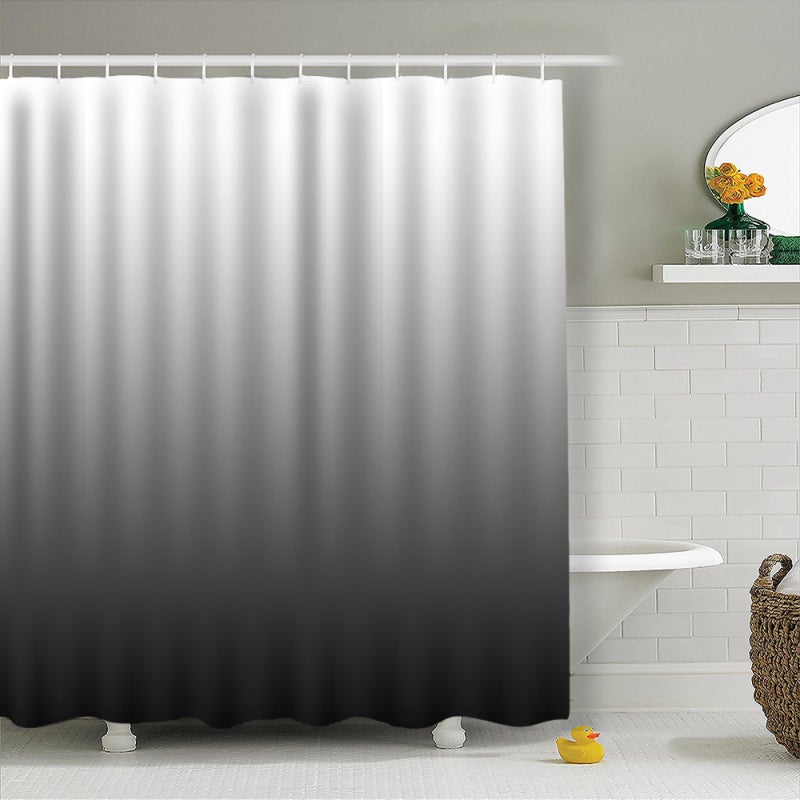 Waterproof Shower Curtain: Black S Size, Waterproof Polyester Fabric, Gradient Color Design - Easy Maintenance, Stylish Bathroom Accessory for Home Bathroom Upgrade - Image 4