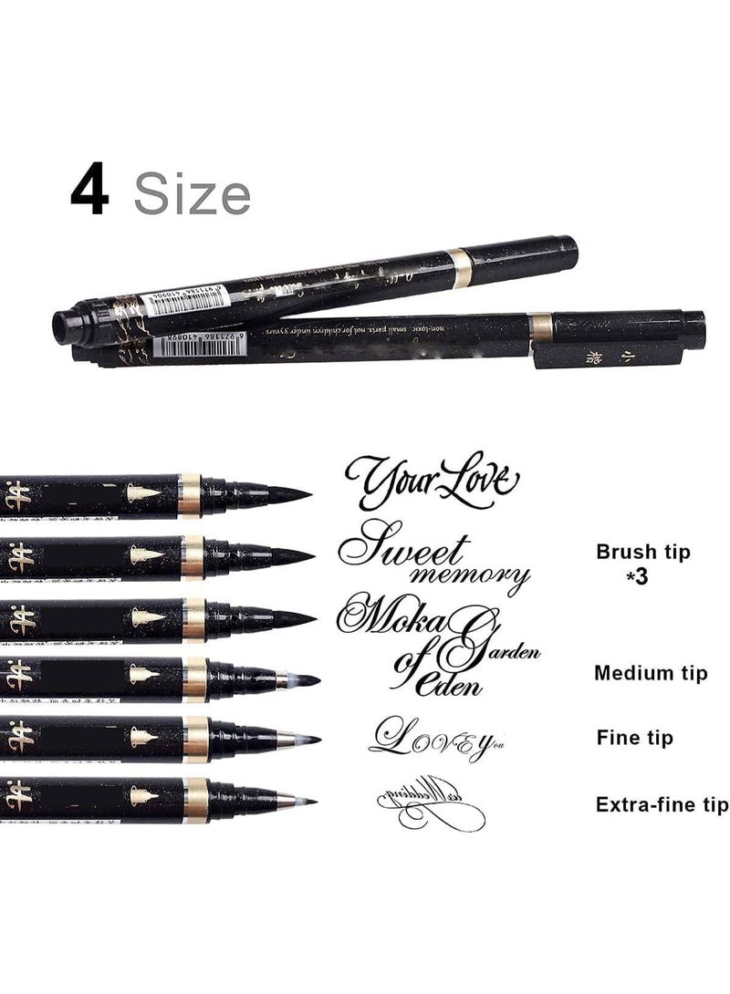 ChicAbode 6 أجهزة كمبيوتر شخصية خط القلم مجموعة، اليد الحروف فرشاة القلم، الأسود إعادة ملء خط علامات للمبتدئين، الرسم الفني، التوقيع، الرسم التوضيحي بالألوان المائية، التصميم والمجلات - Image 3