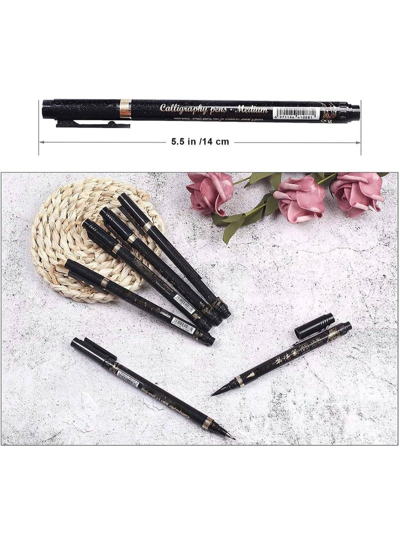 ChicAbode 6 أجهزة كمبيوتر شخصية خط القلم مجموعة، اليد الحروف فرشاة القلم، الأسود إعادة ملء خط علامات للمبتدئين، الرسم الفني، التوقيع، الرسم التوضيحي بالألوان المائية، التصميم والمجلات - Image 2