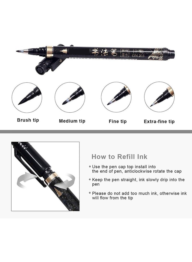 ChicAbode 6 أجهزة كمبيوتر شخصية خط القلم مجموعة، اليد الحروف فرشاة القلم، الأسود إعادة ملء خط علامات للمبتدئين، الرسم الفني، التوقيع، الرسم التوضيحي بالألوان المائية، التصميم والمجلات - Image 4