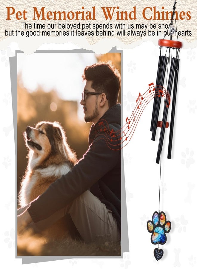 Ripeng 26" Pet Memorial Gifts for Loss of Dog Memorial Wind Chimes with Crystal Ball, Paw Suncatcher & Heart Pendant, Dog Remembrance Gift with Box & Card Memory of Pets Wind Chimes for Outside Garden - Image 4